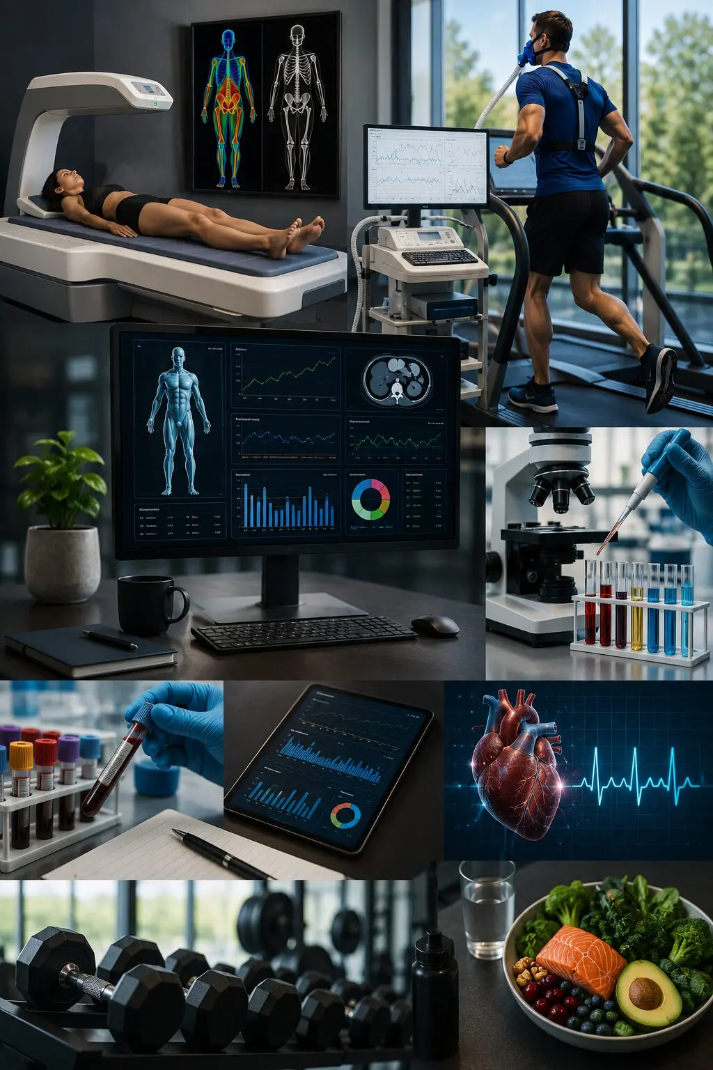 Comprehensive health and fitness diagnostics collage