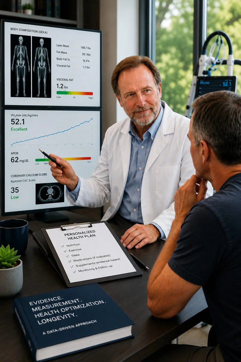 Doctor reviewing digital health metrics with patient